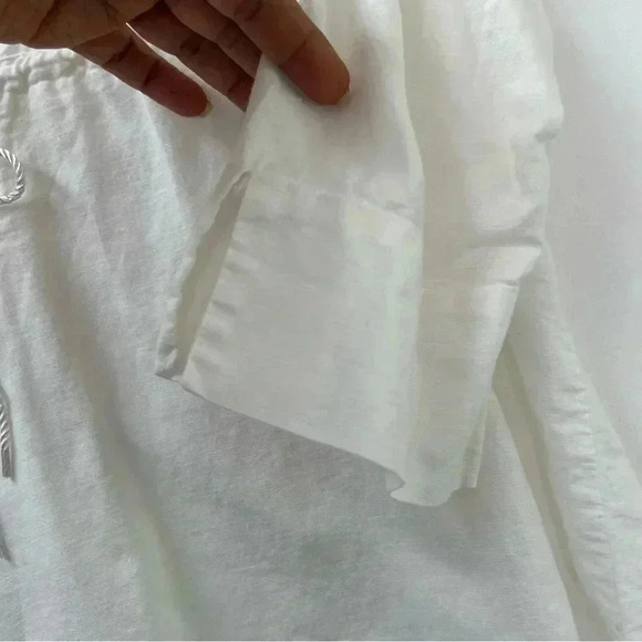 New York & Company‎ Comfort Zone Linen Blend Beachy Hoodie Top Sz L - Picture 7 of 12